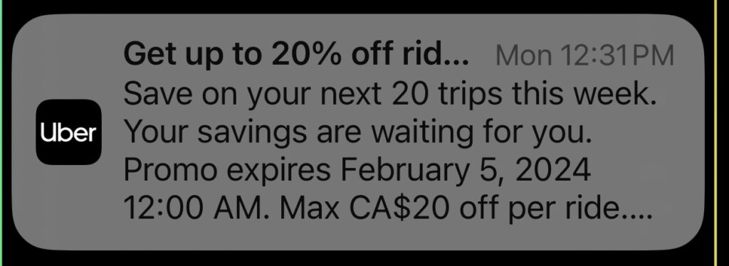 Uber Push Mobile Advertising